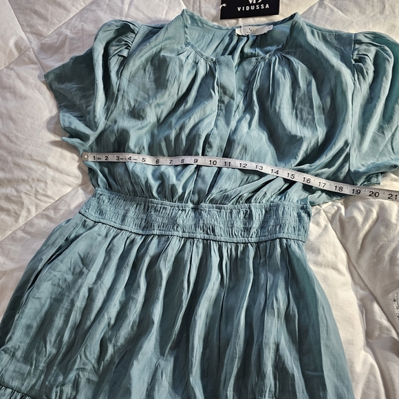 Vidussa Maxi Dress w/ Pockets, Sage Green, V-Neck, Short Sleeves NWT SZ 2X - Picture 12 of 13